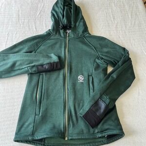 Loki All In One Tech‎ Hoodie Womens Medium Green Full Zip Fleece Jacket Mittens
